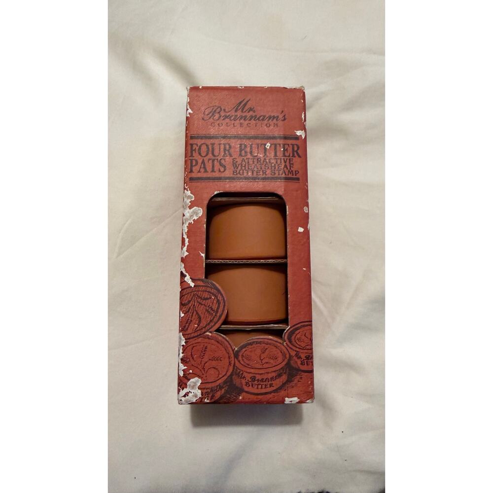 NIB 1970’s Deadstock Mr Brannam's Four Butter Pat Terracotta Butter Dish Set